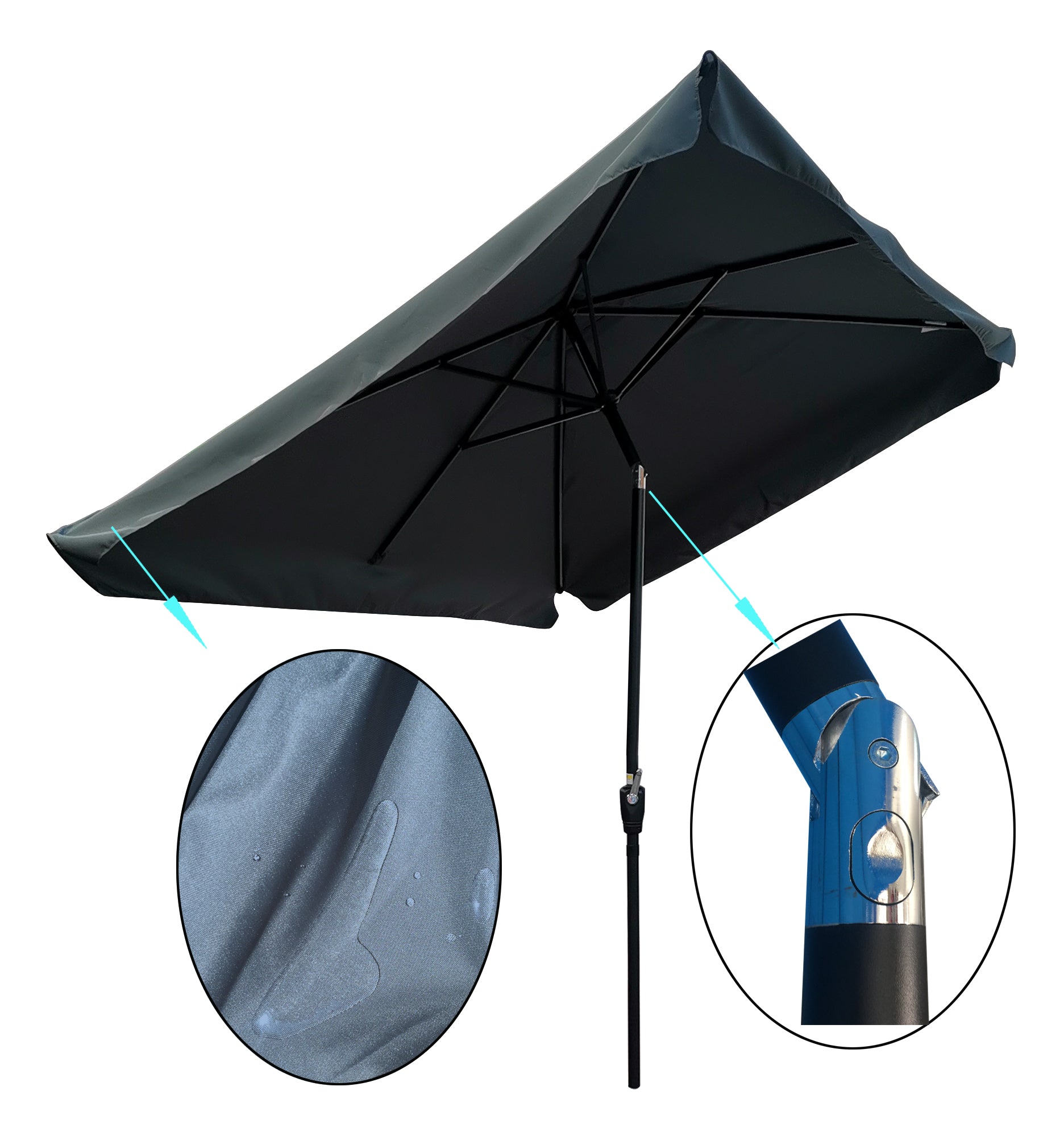 10 X 6.5Ft Patio Umbrella Outdoor Waterproof Umbrella With Crank And Push Button Tilt For Garden Backyard Pool Swimming Pool Market Gray Metal