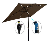 10 X 6.5T Rectangular Patio Umbrella Solar Led Lighted Outdoor Market Table Waterproof Umbrellas Sunshade With Crank And Push Button Tilt For Garden Deck Backyard Pool Shade Outside Deck Swimming