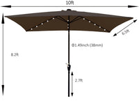 10 X 6.5T Rectangular Patio Umbrella Solar Led Lighted Outdoor Market Table Waterproof Umbrellas Sunshade With Crank And Push Button Tilt For Garden Deck Backyard Pool Shade Outside Deck Swimming