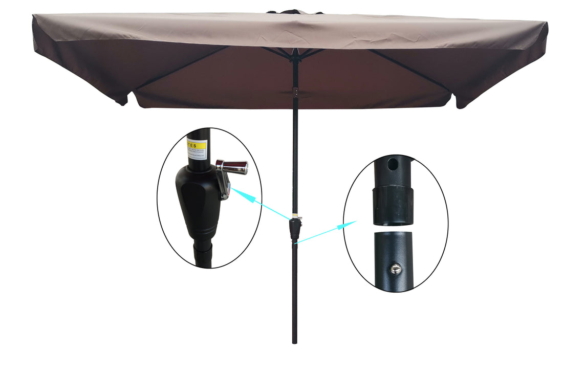 10 X 6.5Ft Rectangular Patio Umbrella Outdoor Market Umbrellas With Crank And Push Button Tilt For Garden Swimming Pool Market Chocolate Metal