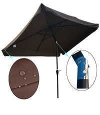 10 X 6.5Ft Rectangular Patio Umbrella Outdoor Market Umbrellas With Crank And Push Button Tilt For Garden Swimming Pool Market Chocolate Metal