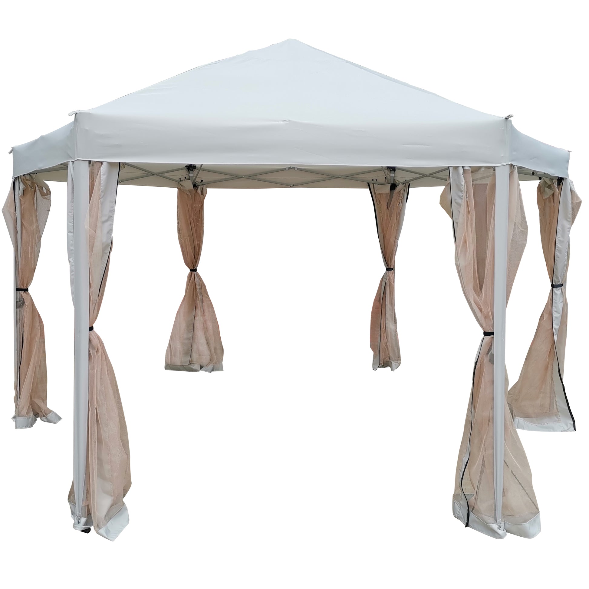 13 Ft. W X 13 Ft. D X 9.2Ft Pop Up Gazebo Tent Outdoor Canopy Hexagonal Canopies Gazebos & Pergolas 6 Sided For Patio Garden Backyard Sun Shelter Bbq Garden Events With Strong Steel Frame Storage Bag Light Grey Metal