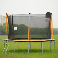 15Ft Trampoline With Basketball Hoop Inflator And Ladder Inner Safety Enclosure Orange Orange Metal