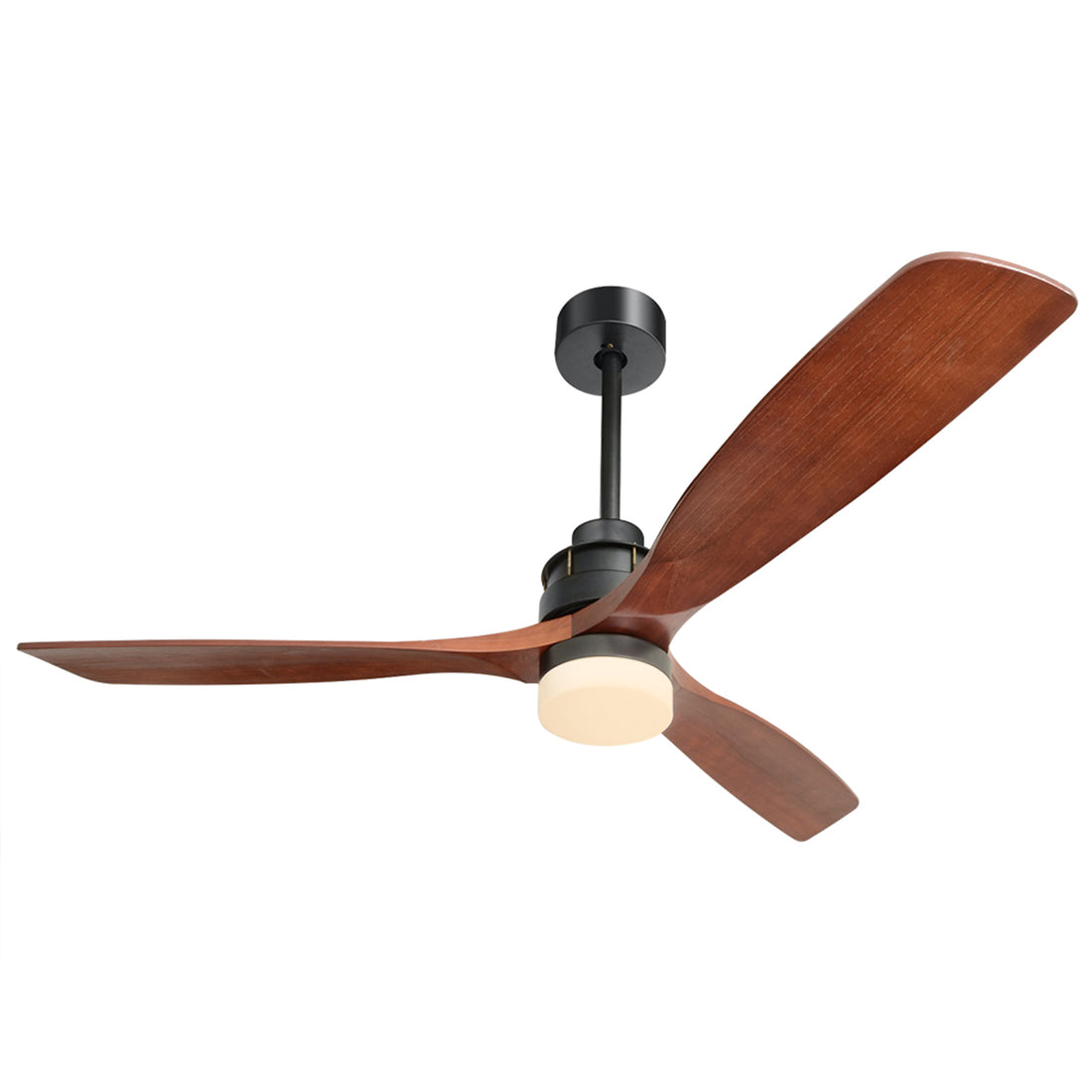 60 Inch 3 Solid Wood Blade Dc Motor Ceiling Fan Decorate For The Living Room With Light Black Metal & Wood