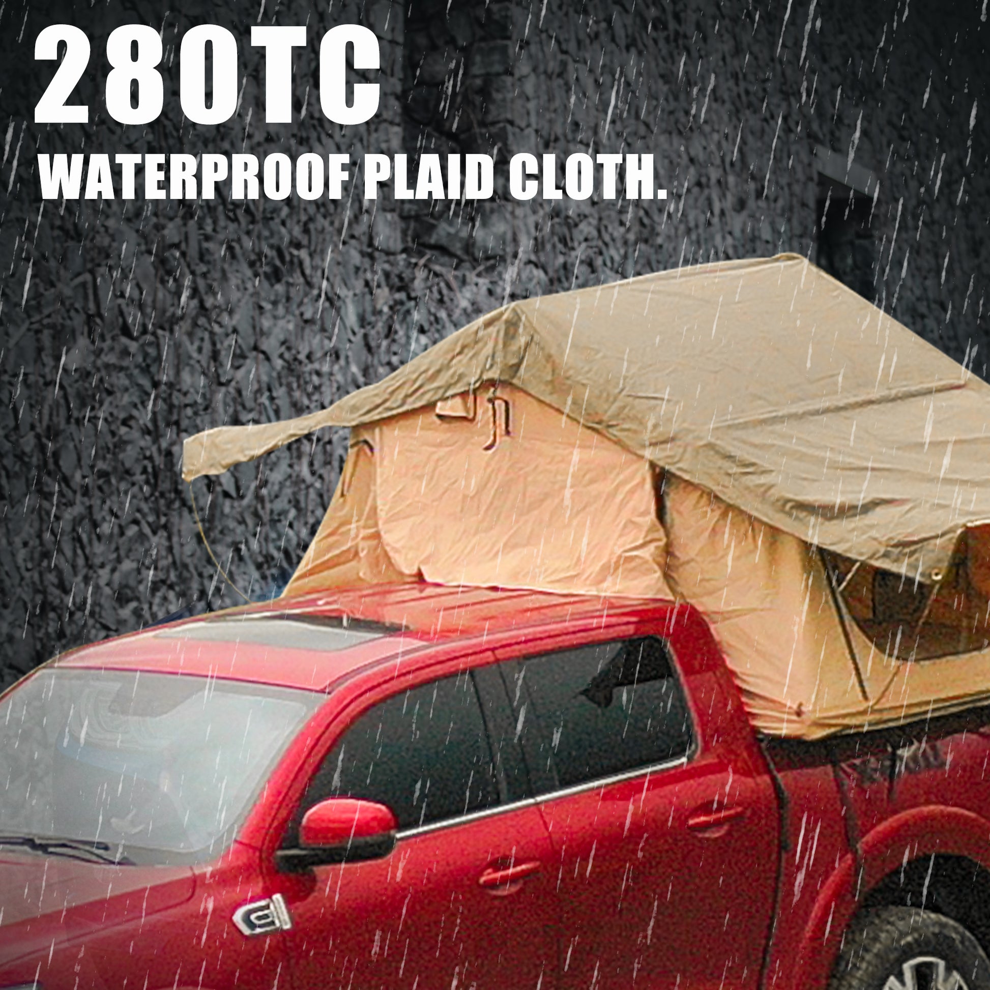 The Roof Tent With 280Tc 2000 Waterproof Lattice Cloth For Using As A Camping Necessity A Mobile Home Brown Cotton