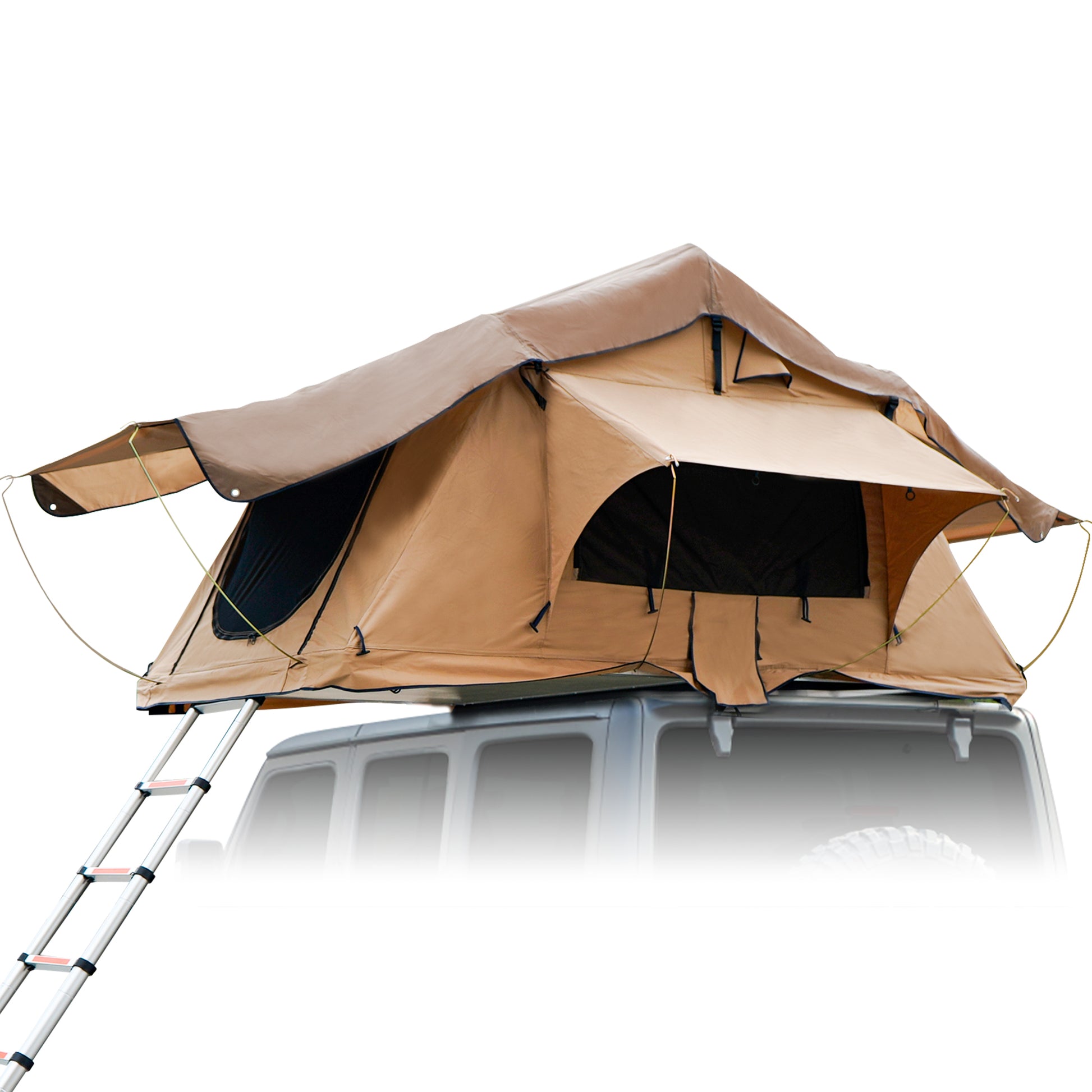 The Roof Tent With 280Tc 2000 Waterproof Lattice Cloth For Using As A Camping Necessity A Mobile Home Brown Cotton