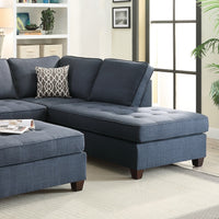 2Pc Sectional Sofa Set Reversible Chaise Sofa Dark Blue Dorris Fabric Living Room Furniture Couch Dark Blue Wood Primary Living Space Cushion Back Contemporary,Modern L Shaped Pillow Top Arms Particle Board 5 Seat