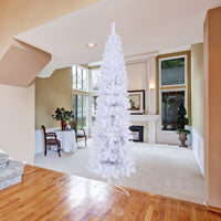 7.5Ft White Slim Artificial Christmas Tree Includes Foldable Metal Stand White American Traditional Polyester Polyester