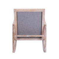 Solid Wood Linen Fabric Antique White Wash Painting Rocking Chair With Removable Lumbar Pillow Gray Foam Solid Wood