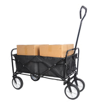 Folding Wagon Garden Shopping Beach Cart Black Black Steel
