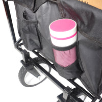 Folding Wagon Garden Shopping Beach Cart Black Black Steel
