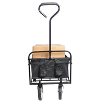 Folding Wagon Garden Shopping Beach Cart Black Black Steel
