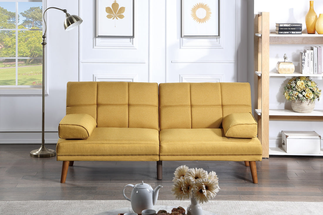 Mustard Color Polyfiber Sectional Sofa Set Living