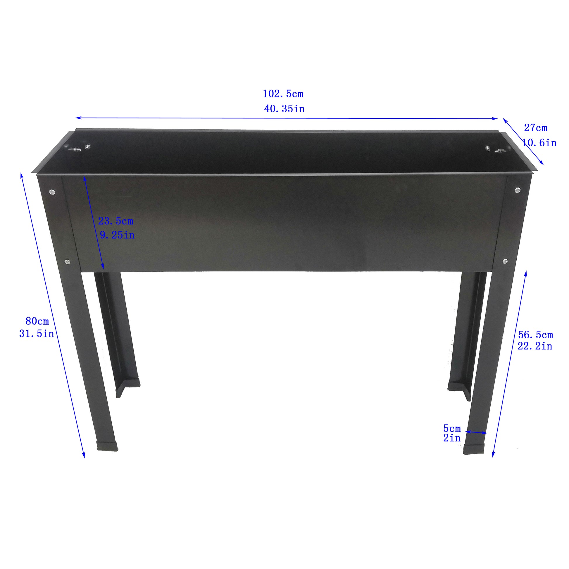 Elevated Garden Bed, Metal Elevated Outdoor Flowerpot Box, Suitable For Backyard And Terrace, Large Flowerpot, Suitable For Vegetable And Flower Book, Standard Size Black Steel