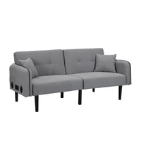 Folding Ottoman Sofa Bed With Stereo Gray Gray Linen