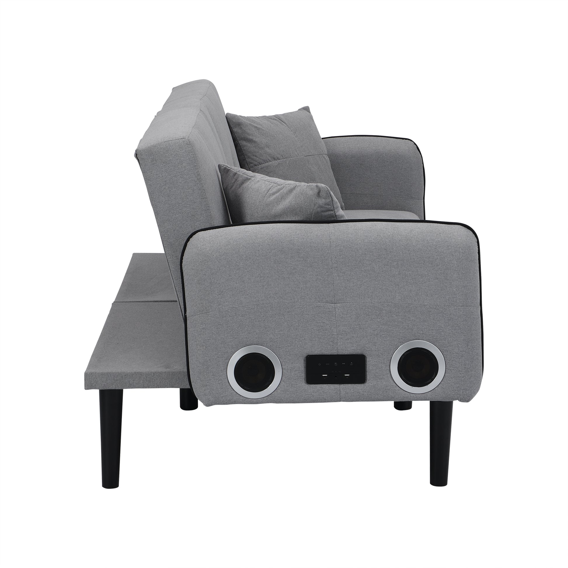 Folding Ottoman Sofa Bed With Stereo Gray Gray Linen