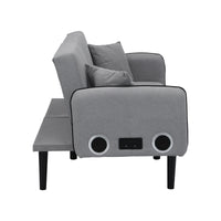 Folding Ottoman Sofa Bed With Stereo Gray Gray Linen