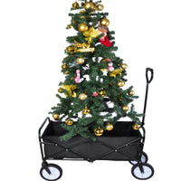 Folding Wagon Garden Shopping Beach Cart Black Black Steel