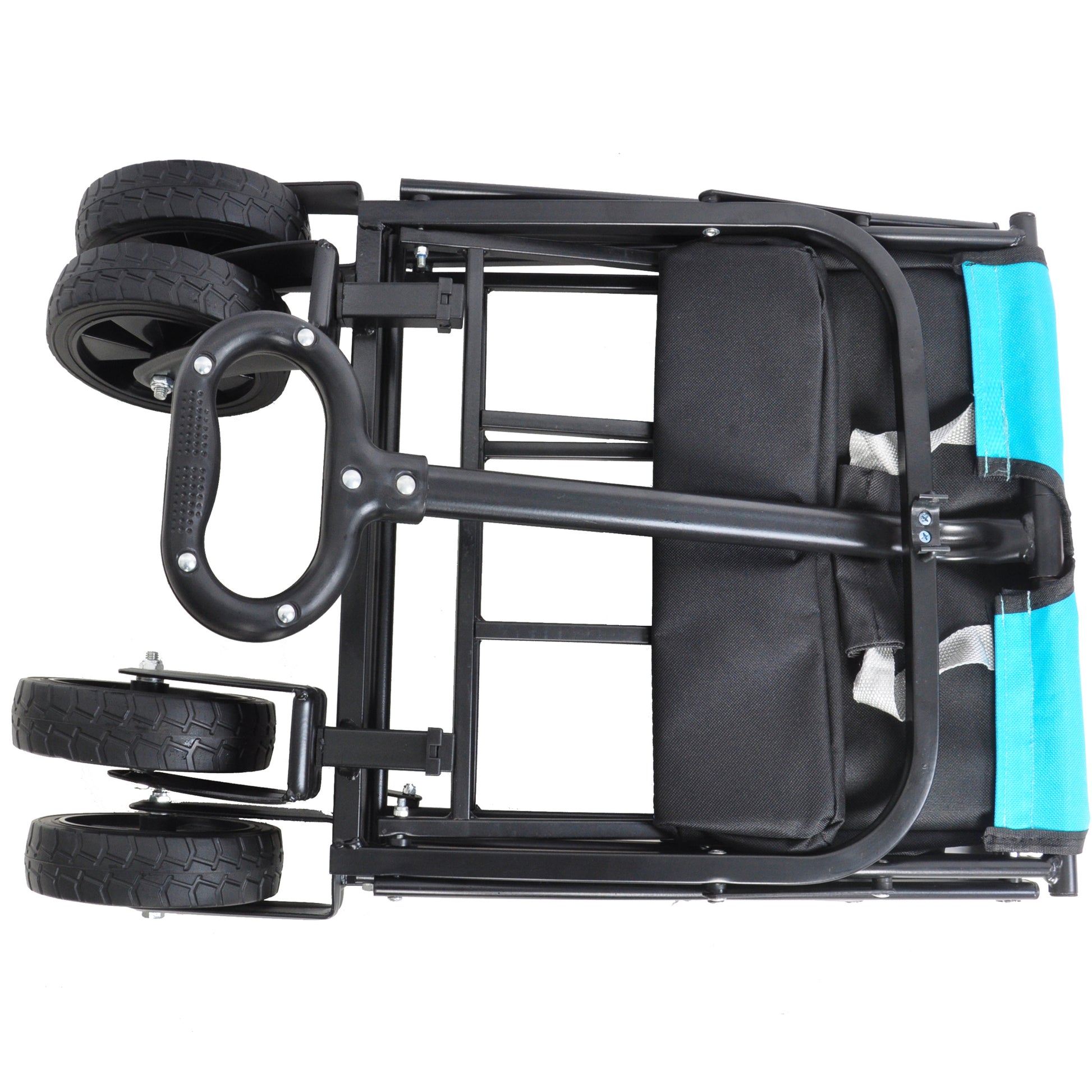 Mini Folding Wagon Garden Shopping Beach Cart Black Blue Black Steel