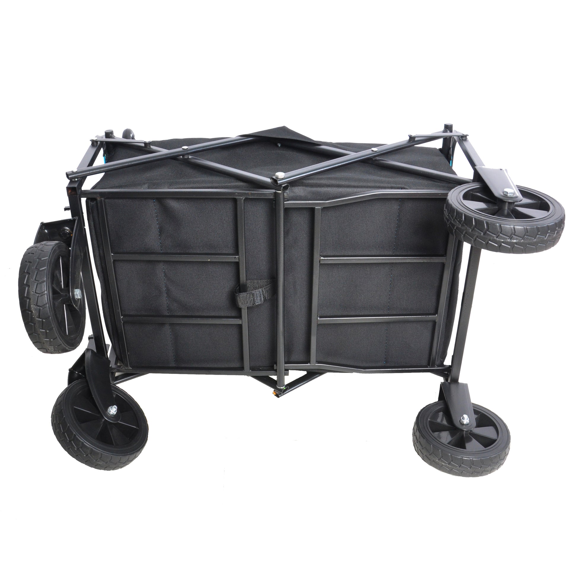 Mini Folding Wagon Garden Shopping Beach Cart Black Blue Black Steel