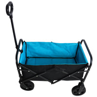 Mini Folding Wagon Garden Shopping Beach Cart Black Blue Black Steel