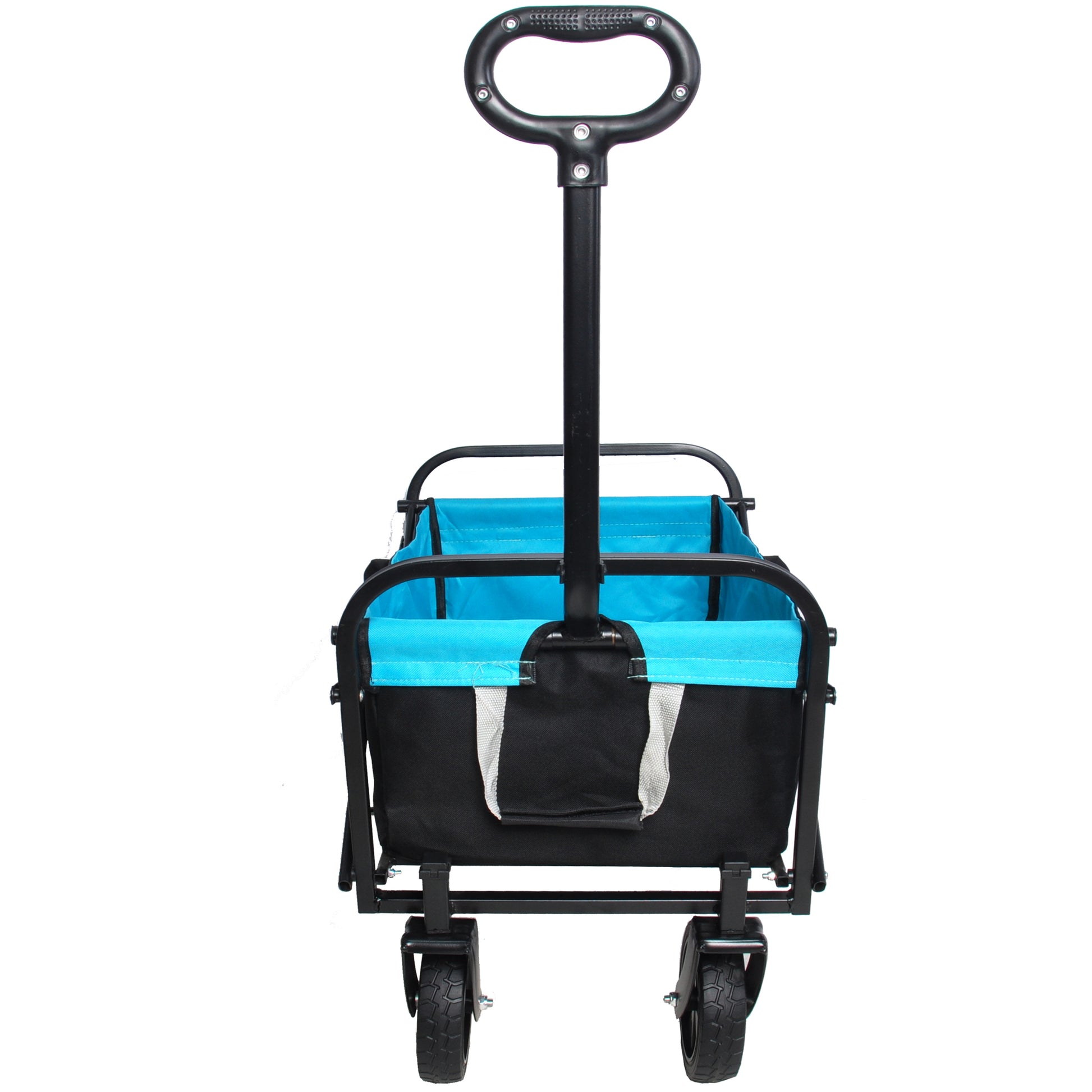 Mini Folding Wagon Garden Shopping Beach Cart Black Blue Black Steel
