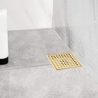 6 Inch Square Shower Floor Drain Gold Stainless Steel