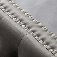 59.4 Inch Wide Grey Velvet Sofa With Jeweled Buttons,Square Arm ,2 Pillow Gray Velvet