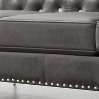 59.4 Inch Wide Grey Velvet Sofa With Jeweled Buttons,Square Arm ,2 Pillow Gray Velvet