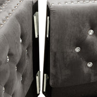 59.4 Inch Wide Grey Velvet Sofa With Jeweled Buttons,Square Arm ,2 Pillow Gray Velvet