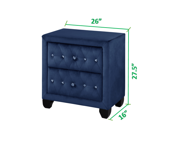 Sophia Full 4 Pc Bedroom Set In Color Blue Made With Wood Box Spring Not Required Full Blue Wood 4 Piece Set Bedroom Modern Acacia Upholstered Velvet Tufted Wood