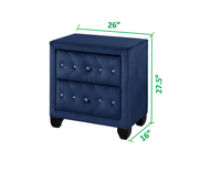 Sophia Full 4 Pc Bedroom Set In Color Blue Made With Wood Box Spring Not Required Full Blue Wood 4 Piece Set Bedroom Modern Acacia Upholstered Velvet Tufted Wood