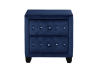 Sophia Full 4 Pc Bedroom Set In Color Blue Made With Wood Box Spring Not Required Full Blue Wood 4 Piece Set Bedroom Modern Acacia Upholstered Velvet Tufted Wood