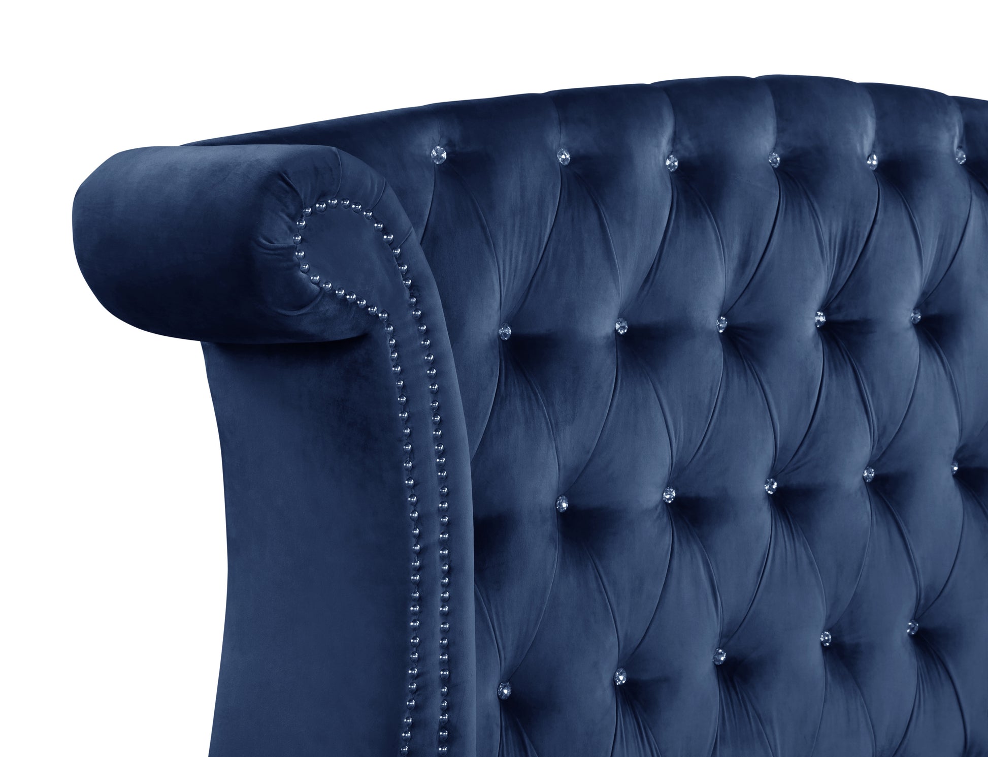 Sophia Full 4 Pc Bedroom Set In Color Blue Made With Wood Box Spring Not Required Full Blue Wood 4 Piece Set Bedroom Modern Acacia Upholstered Velvet Tufted Wood