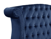 Sophia Full 4 Pc Bedroom Set In Color Blue Made With Wood Box Spring Not Required Full Blue Wood 4 Piece Set Bedroom Modern Acacia Upholstered Velvet Tufted Wood