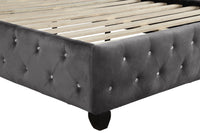 Modern Style Crystal Tufted King Velvet Fabric Bed Upholstery Made With Wood In Gray Box Spring Not Required King Gray Wood Bedroom Contemporary,Modern Acacia Upholstered Velvet Wood