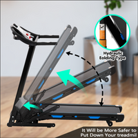 Treadmills For Home, Electric Treadmill With Automatic Incline, Foldable 3.5Hp Workout Running Machine Walking, Double Running Board Shock Absorption Pulse Sensor Bluetooth Speaker App Fitshow. Black Stainless Steel