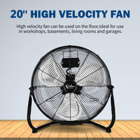 Simple Deluxe 20 Inch 3 Speed High Velocity Heavy Duty Metal Industrial Floor Fans Quiet For Home, Commercial, Residential, And Greenhouse Use, Outdoor Indoor, Black, 2 Pack Black Metal