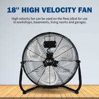 Simple Deluxe 18 Inch 3 Speed High Velocity Heavy Duty Metal Industrial Floor Fans Quiet For Home Commercial, Residential, And Greenhouse Use, Outdoor Indoor, Black, 2 Pack Black Metal