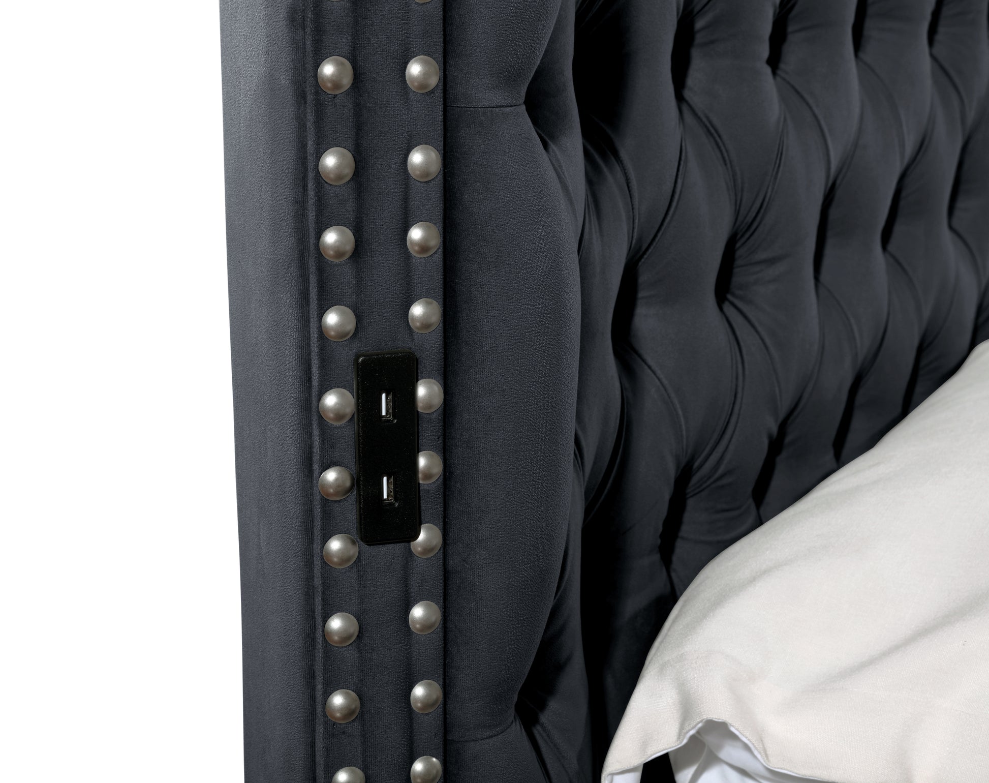 Hazel Queen 5 Pc Vanity Bedroom Set Made With Wood In Black Color Black Bedroom Modern Upholstered Wood