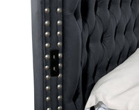 Hazel Queen 5 Pc Vanity Bedroom Set Made With Wood In Black Color Black Bedroom Modern Upholstered Wood