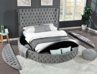 Hazel King 5 Pc Bedroom Set Made With Wood In Gray Color Box Spring Not Required King Grey Wood 5 Piece Set Bedroom Bed Included,Chest Included,Dresser Included,Mirror Included,Nightstand Included Contemporary,Modern Upholstered Velvet Tufted Wood