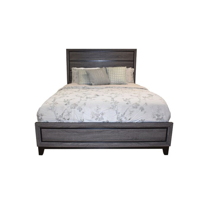 Full Size Contemporary Bed Made With Wood In Gray Box Spring Required Full Gray Wood Bedroom Modern Slat Beds Wood