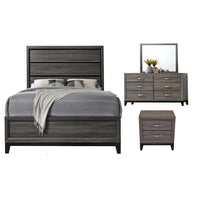 Full 4 Pc Contemporary Bedroom Set Made With Wood In Gray Box Spring Required Full Gray Wood 4 Piece Set Bedroom Bed Included,Dresser Included,Mirror Included,Nightstand Included Contemporary,Modern