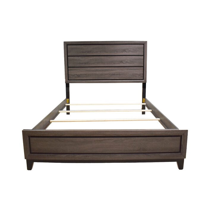 Full Size Contemporary Bed Made With Wood In Gray Box Spring Required Full Gray Wood Bedroom Modern Slat Beds Wood