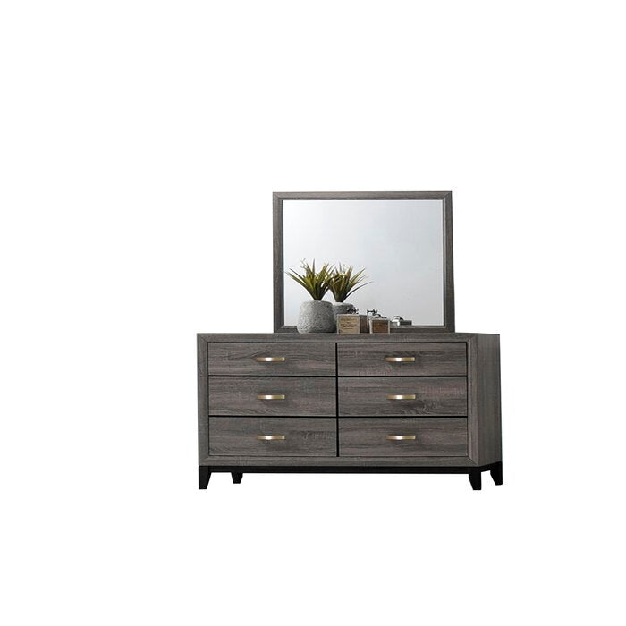 Full 4 Pc Contemporary Bedroom Set Made With Wood In Gray Box Spring Required Full Gray Wood 4 Piece Set Bedroom Bed Included,Dresser Included,Mirror Included,Nightstand Included Contemporary,Modern