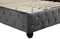 Sophia Crystal Tufted Full Bed Made With Wood In Color Gray Box Spring Not Required Full Gray Wood Bedroom Contemporary,Modern Acacia Upholstered Velvet Wood