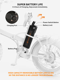 Aostirmotor Folding Electric Bike Ebike Bicycle 500W Motor 20" Fat Tire With 36V 13Ah Li Battery Beach Snow Bicycle A20 Cycling Black Foldable Aluminium