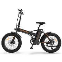 Aostirmotor Folding Electric Bike Ebike Bicycle 500W Motor 20" Fat Tire With 36V 13Ah Li Battery Beach Snow Bicycle A20 Cycling Black Foldable Aluminium