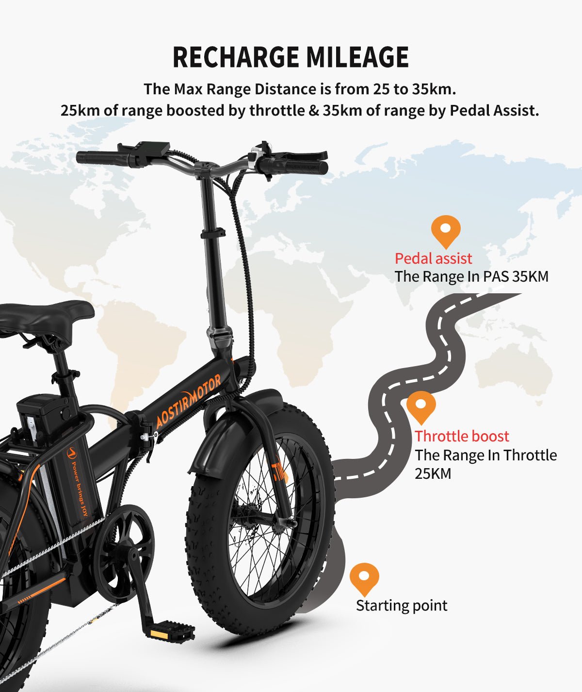 Aostirmotor Folding Electric Bike Ebike Bicycle 500W Motor 20" Fat Tire With 36V 13Ah Li Battery Beach Snow Bicycle A20 Cycling Black Foldable Aluminium